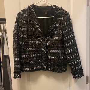 Ann Taylor Black and White Textured Blazer
